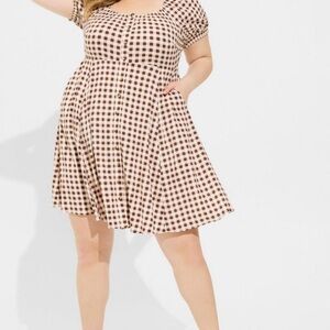 Torrid Brown Checkered Mini Dress